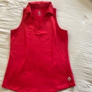 Jofit red sleeveless v neck polo. Size small